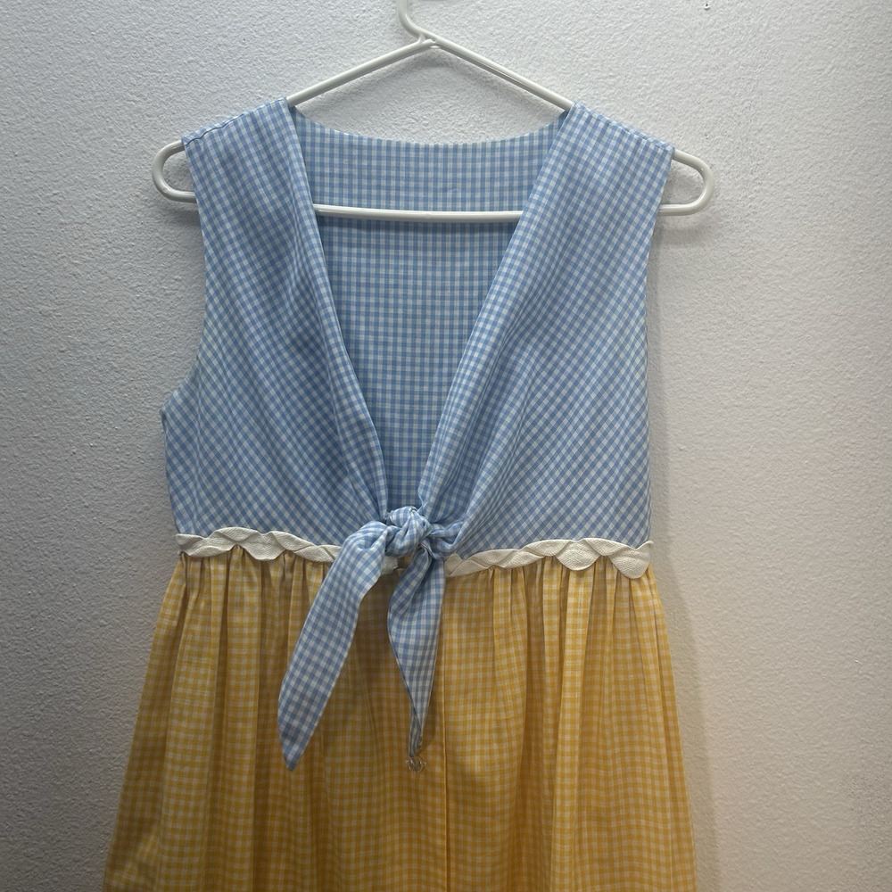 VTG 70s Prairie Dress & Pinafore Eye Candy by the‎ Flaums Cottagecore Gingham S - Picture 12 of 16